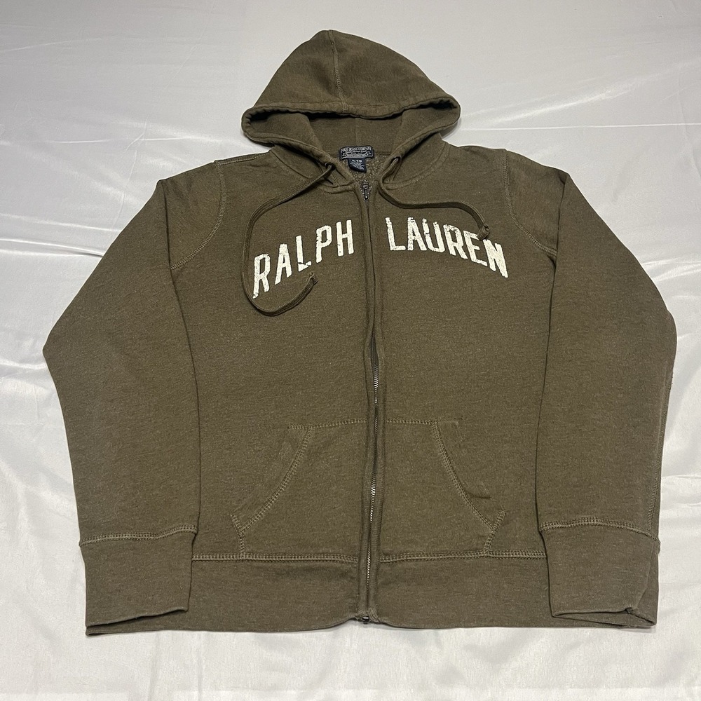 Y2K Ralph Lauren Polo Jeans hoodie Size XL Green Sweatshirt Full Zip Skater